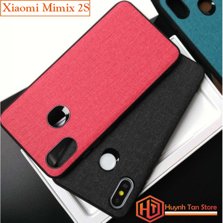 Ốp lưng Xiaomi Mi Mix 2S vân vải Jean chống bám vân tay,Màu xanh
