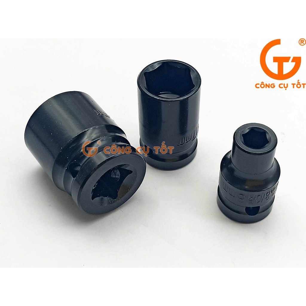 Bộ 9 khẩu vặn ốc 8-24mm 1/2inch cần cong si ĐEN hộp vàng