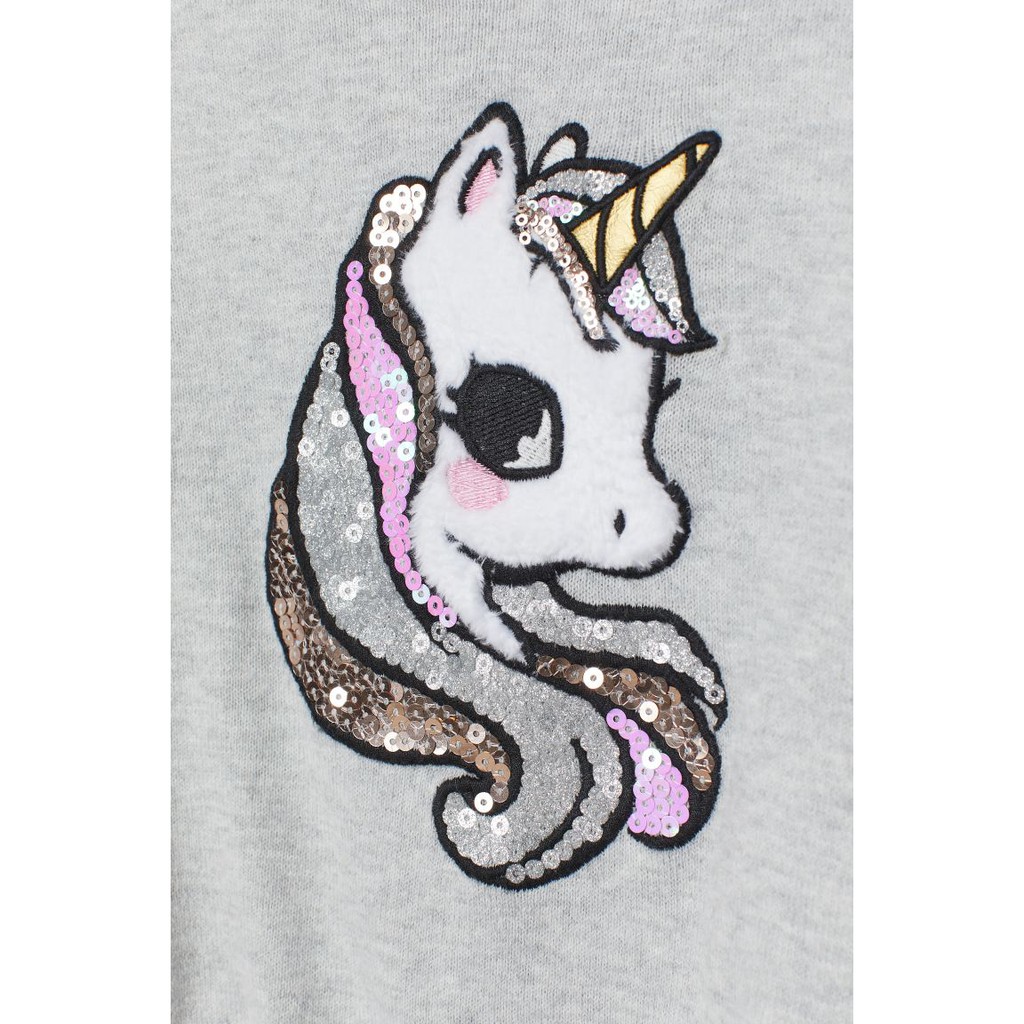 Áo len xám unicorn sequin HM H&amp;M sz 4-6, 6-8y _hàng chính hãng Anh