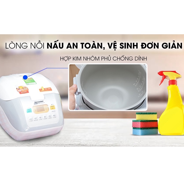 Nồi cơm điện tử chống dính Sharp 1.8 lít KS-COM18V / KS-COM19V cho gia đình 4-6 người - HAPOS