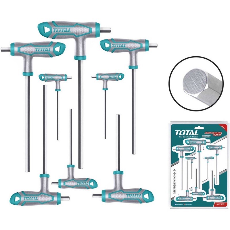 2-10mm Bộ lục giác chữ T đầu bằng 8 chi tiết Total THHW8081