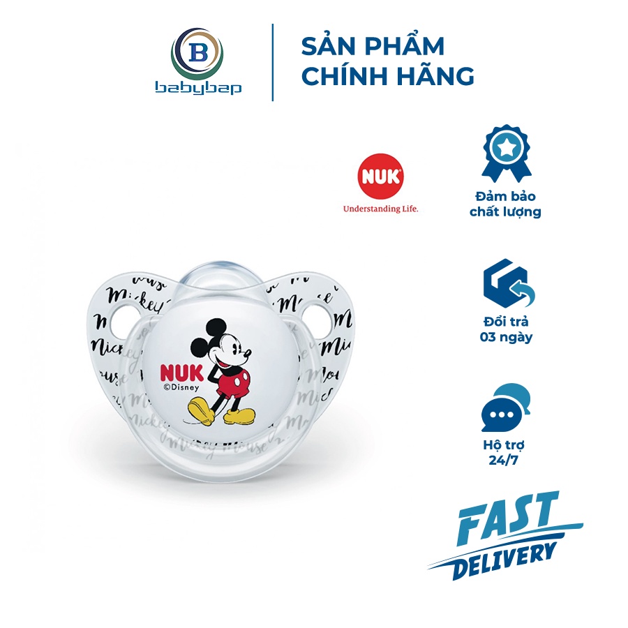 Bộ 2 Ti Giả NUK Sleeptime Silicone Plus (Mickey) An Toàn, Siêu Mềm Và Khó Rách