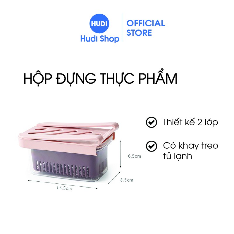Hộp Nhựa Đựng Thực Phẩm Cao Cấp, 2 Ngăn Có Nắp, Khay Để Tủ Lạnh Tiện Lợi Chống Mùi, Chống Vi Khuẩn - GD370 Hudishop | BigBuy360 - bigbuy360.vn
