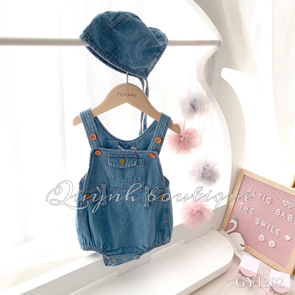 Quần áo trẻ em Quỳnh Boutique mẫu Body yếm Jean cho bé yêu