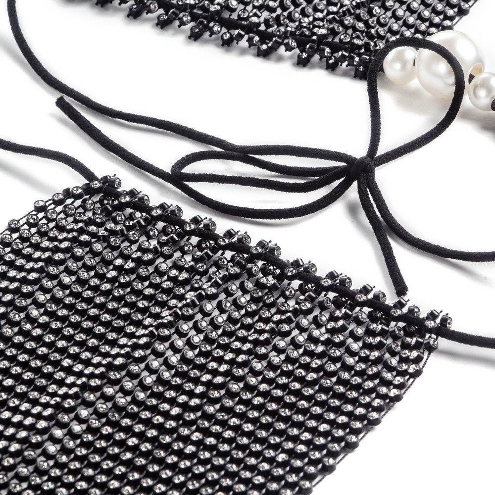Bộ Bikini Lưng Thấp Đính Ngọc Trai Giả Xinh Xắn Cho Nữ