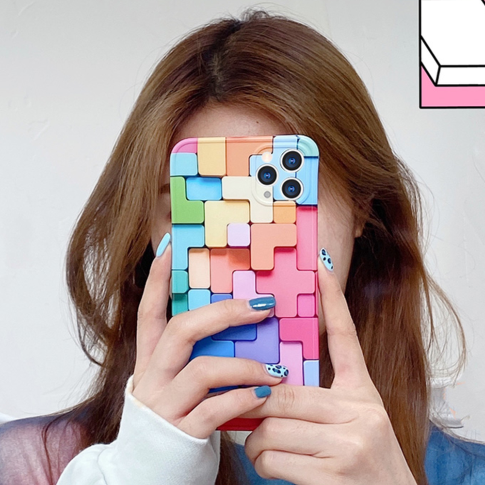 Ốp điện thoại IMD mềm chống sốc họa tiết trò chơi Geometric Tetris cho IPhone 12 11 Pro Max X Xs Max XR 7 8 | BigBuy360 - bigbuy360.vn