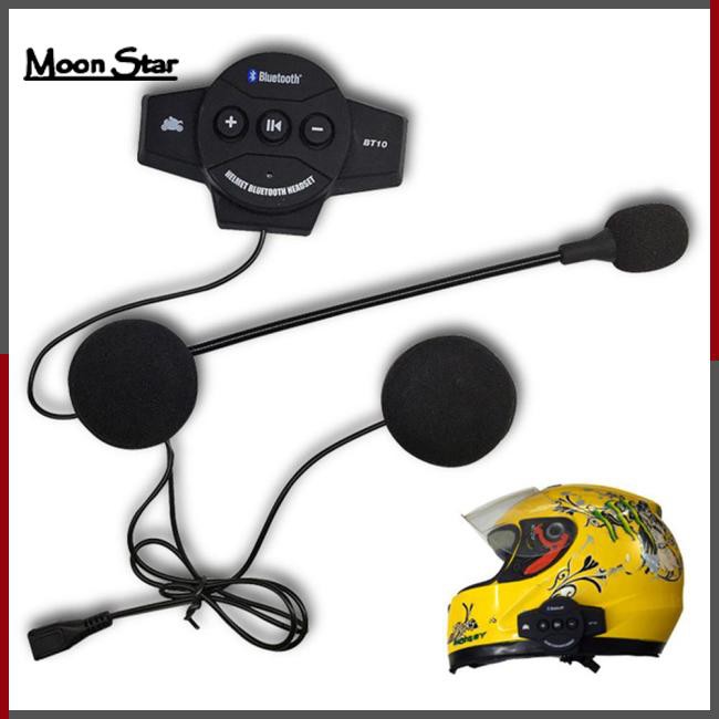 MS Shop BT-10 Motor Wireless Bluetooth Headset Motorcycle Earphone Headphone Speaker Intercom Handsfree Music Earphone