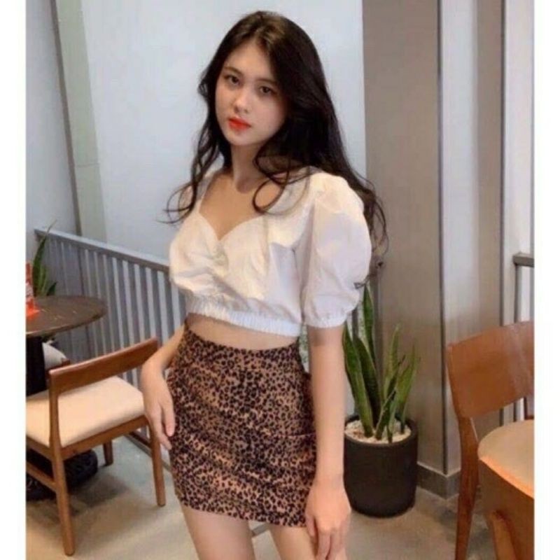 [freeship50k]Áo Croptop Nữ Dáng Ôm Tay Ngắn Bồng,Áo Croptop Cổ Tim Tay Phồng_Ảnh thật | BigBuy360 - bigbuy360.vn
