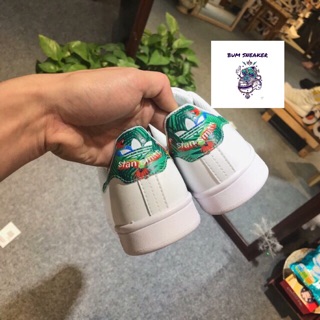 ( Ảnh thật ) Sneaker Stan Smith gót hoa xanh