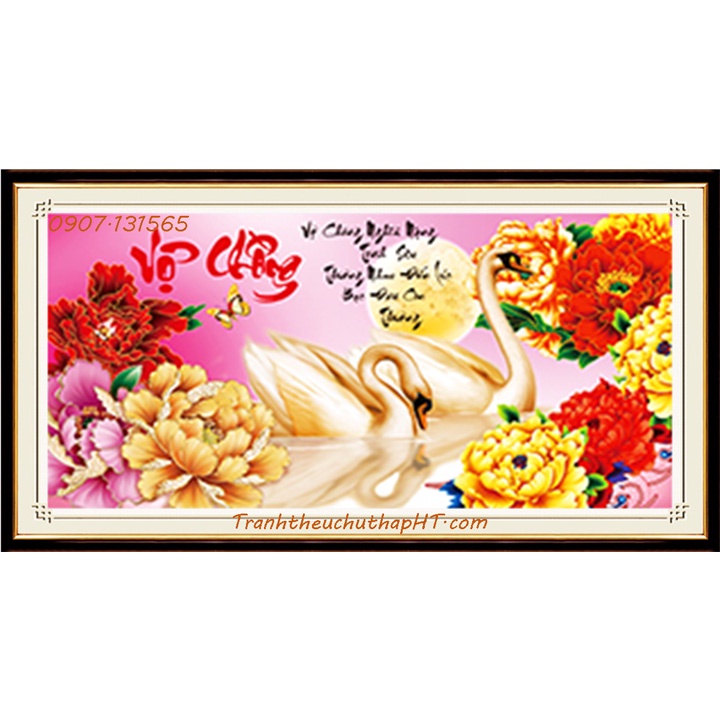 Tranh đính đá vợ chồng thiên nga DF392 (tự làm)