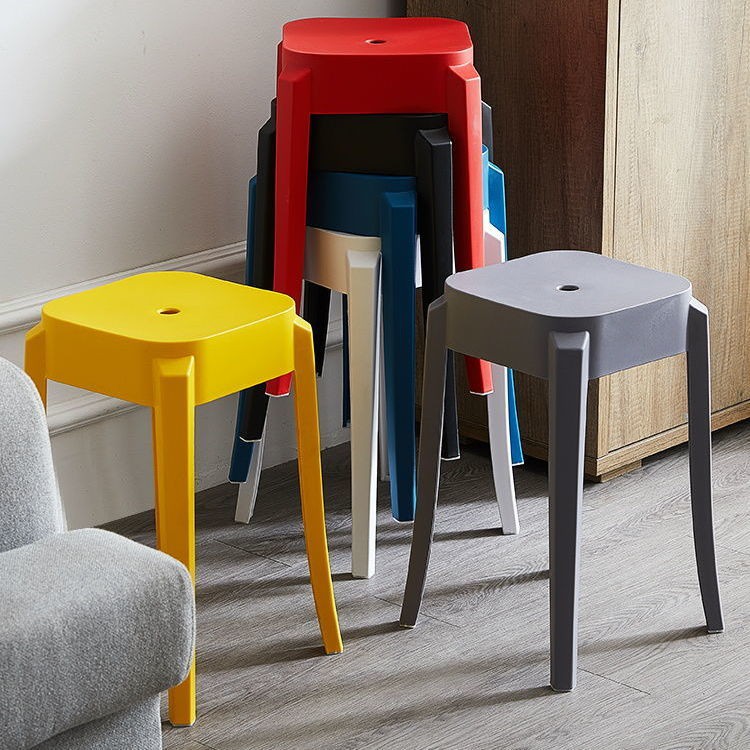ghế đẩuMiễn phí vận chuyển Ghế đẩu nhựa gia dụng dày chống trượt đơn giản hiện đại phòng khách cao đôn tròn gấp b