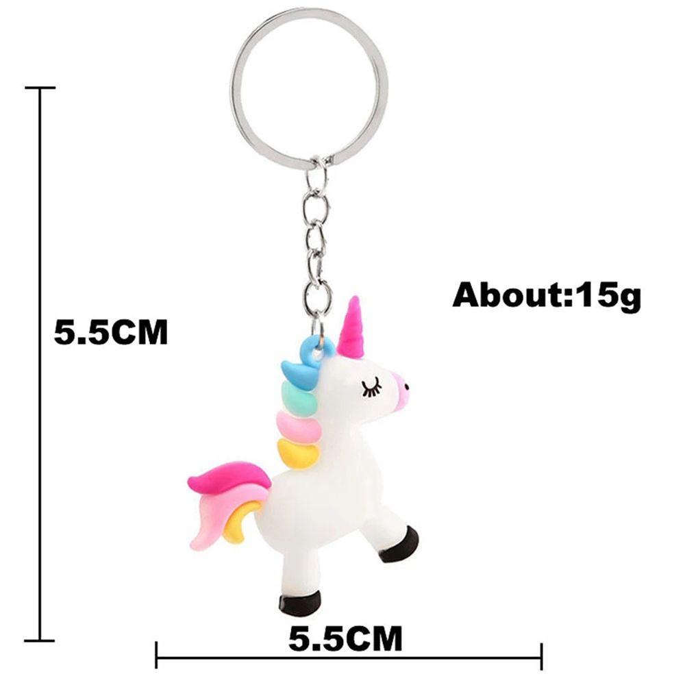 Móc khóa MMULCK mặt hình kỳ lân 3D bằng cao su mềm màu cầu vồng dễ thương