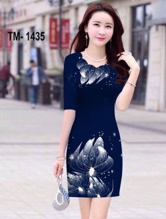 Đầm in hoa 3D cao cấp