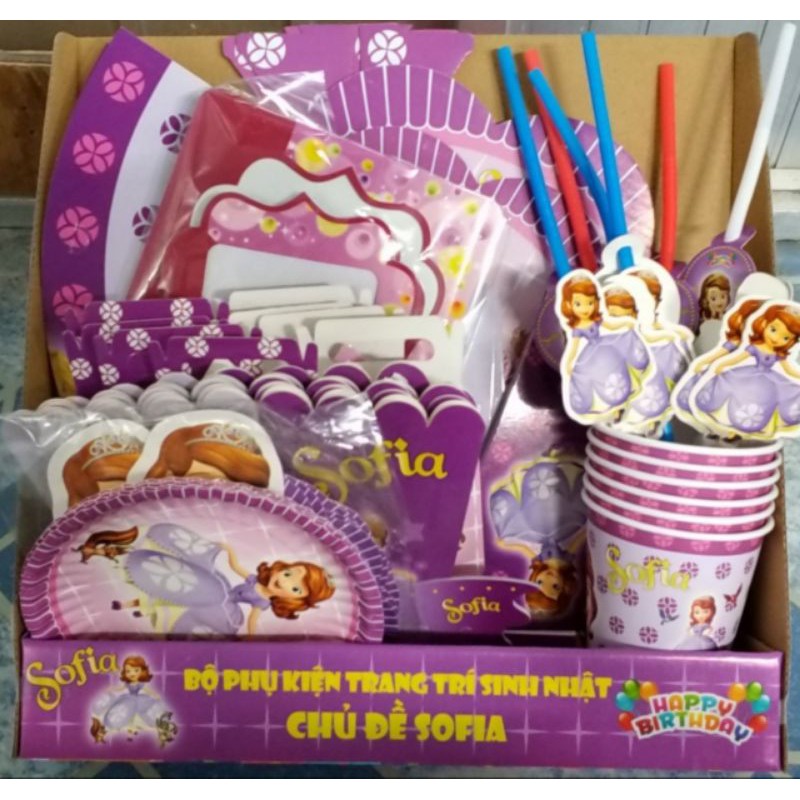 Set mega giấy trang trí sinh nhật công chúa Sofia