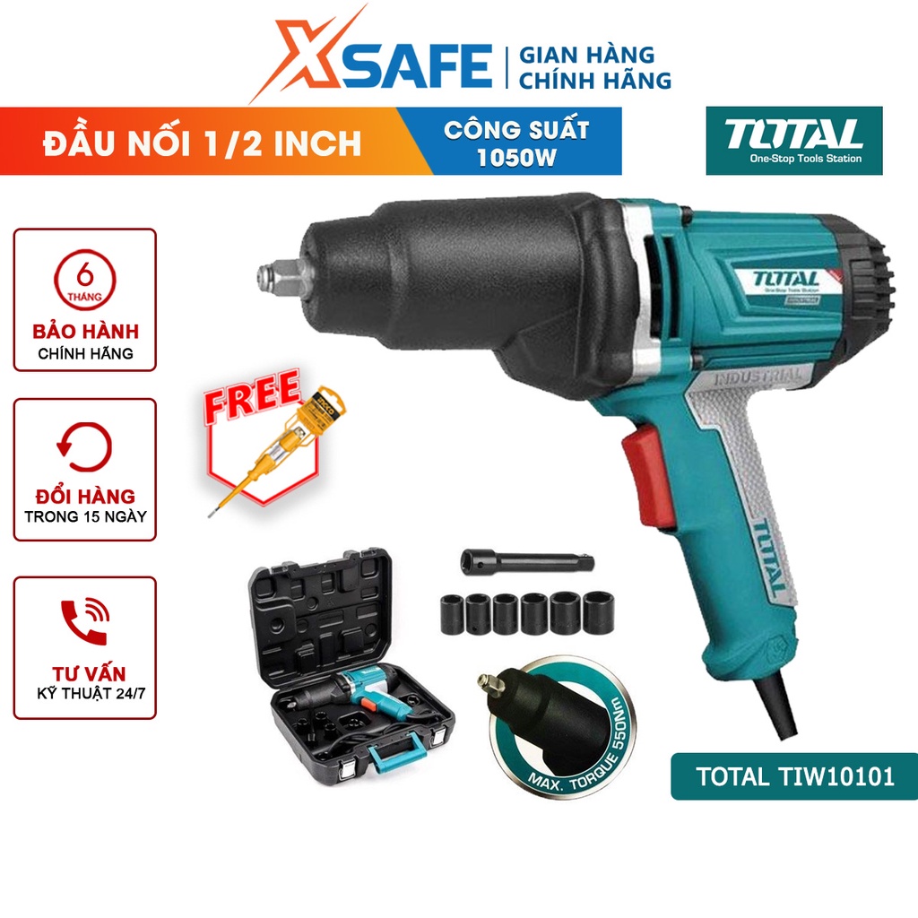Máy siết bulong TOTAL TIW10101 1050W, tốc độ không tải 2300rpm, mô men quay 50n/m - xsafe