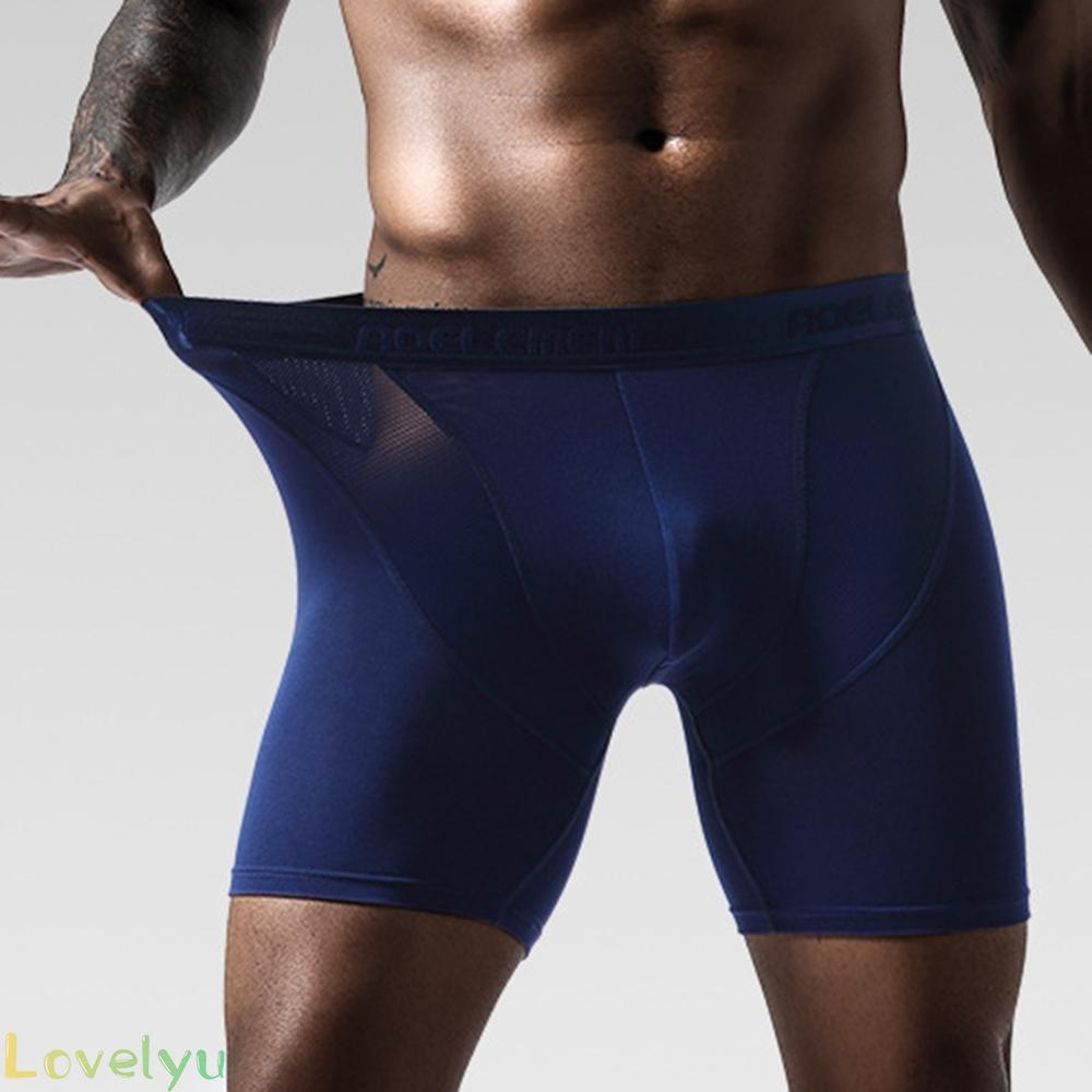 ◀READY▶Men Lingerie Long Leg Boxer Shorts Bulge Pouch Briefs Underwear Trunks Plus Size# Good Quality