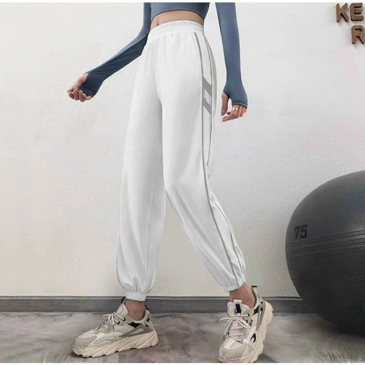 Quần jogger tập thể thao chữ sọc SIÊU NHẸ, ống dáng bo chun,cạp phẳng, gen bụng tôn dáng