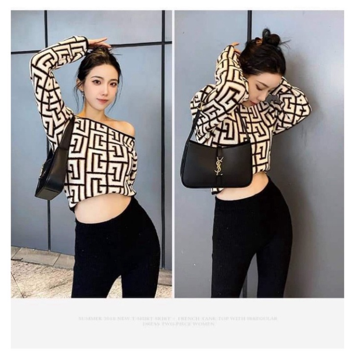 Áo len chữ F cổ thuyền hàng QC