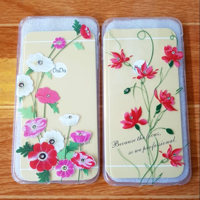Ốp lưng iPhone 6 Plus / 6s Plus dẻo trong đính đá hoa văn cao cấp