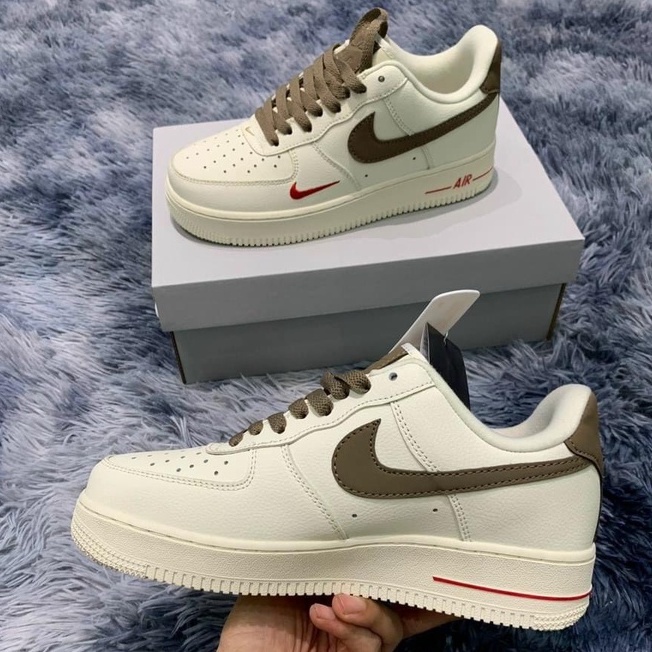 Giày thể thao AF1 vệt nâu nam nữ Giầy sneaker air force 1 low premium white brown nam nữ cực chất dễ phối đồ 2021 | BigBuy360 - bigbuy360.vn