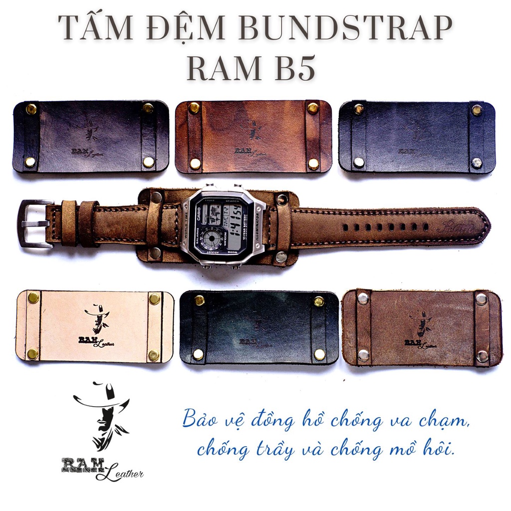 Tấm đêm Bundstrap RAM Leather B5 da bò Italia Vegtan kiểu quân đội mạnh mẽ