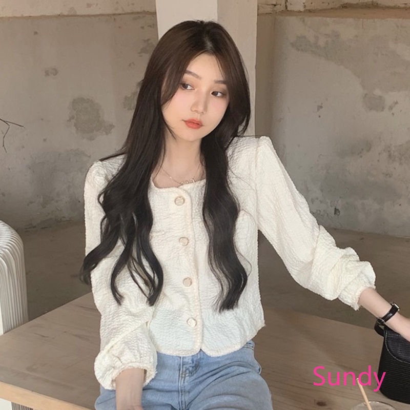 Áo Sơ Mi Chiffon Tay Dài Cổ Vuông Phối Ren Thời Trang Mùa Thu Phong Cách Vintage Dành Cho Nữ