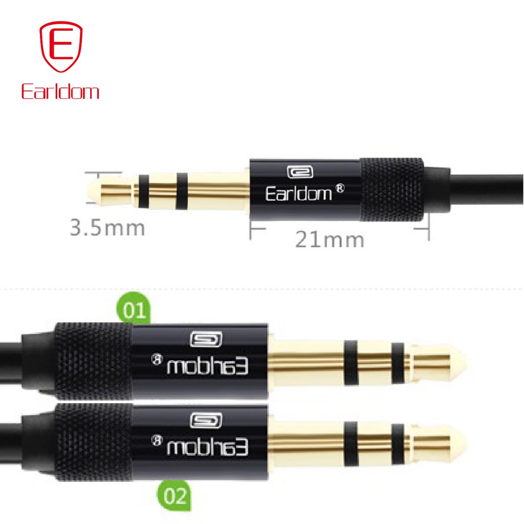 Dây ra loa 2 đầu 3.5 dài 2m Earldom AUX - 10 chính hãng