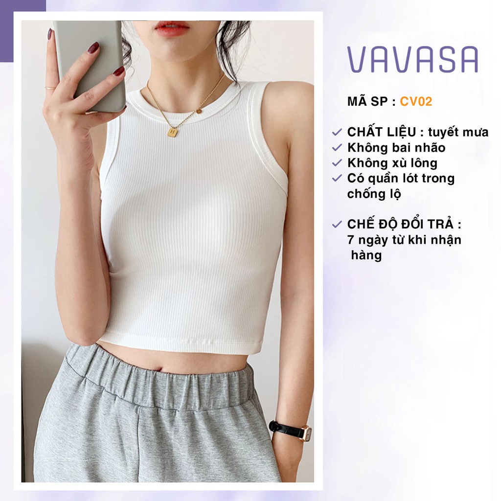 Áo croptop nữ ba lỗ nữ kiểu ôm bigsize cổ tròn thun body tập gym thể thao VAVASA AD01 | BigBuy360 - bigbuy360.vn