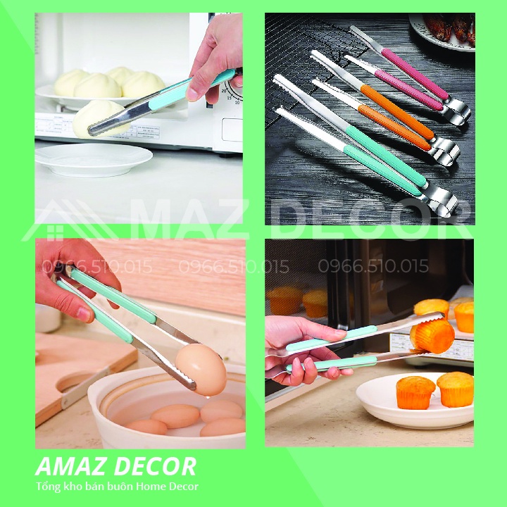 [Sỉ] Dụng cụ kẹp inox gắp thức ăn, đá, đồ nóng thực phẩm cao cấp đẹp dày dặn các màu