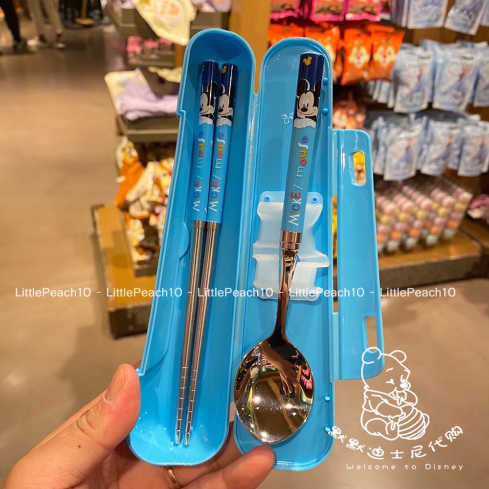 Set muỗng đũa Disney kèm hộp hình Elsa Frozen Car Mcqueen Mickey Minnie cho trẻ em bé trai gái