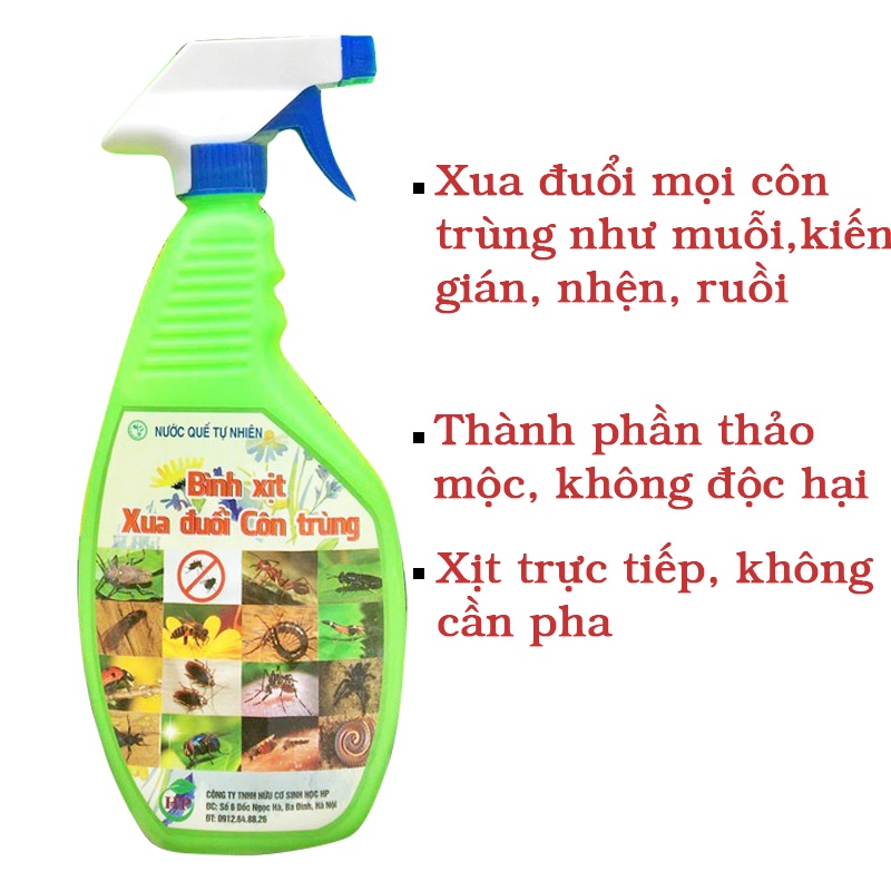 Bình xịt thảo mộc xua đuổi côn trùng kiến, gián, muỗi, ... hương quế 500ml