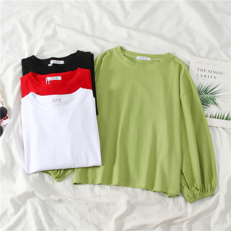 2020 new Korean style loose white top long sleeve T-shirt Women Clothes Tops and Blouse | BigBuy360 - bigbuy360.vn