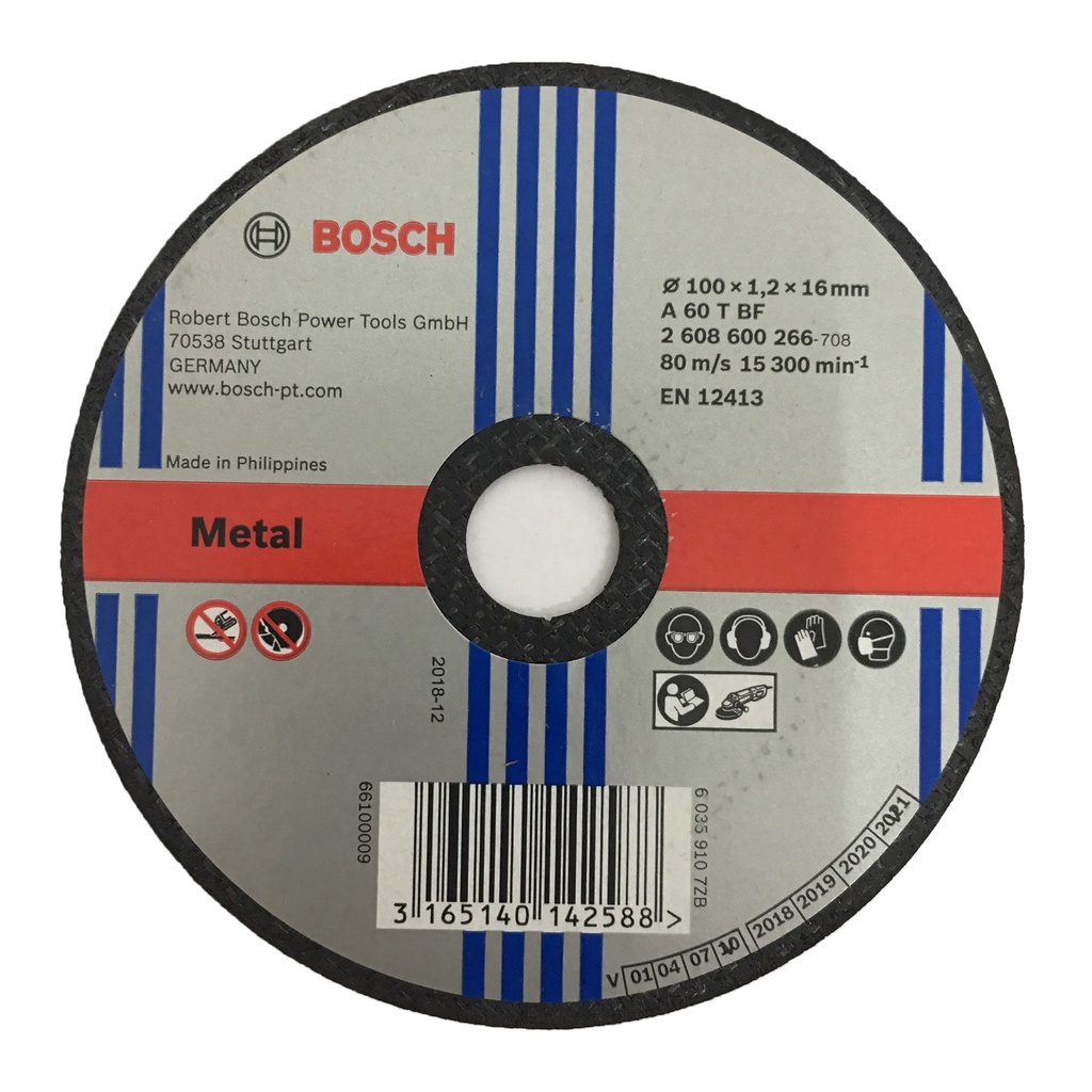 Bộ 5 lưỡi đá cắt sắt Bosch 100 x 1.2 x 16 mm 2608600266