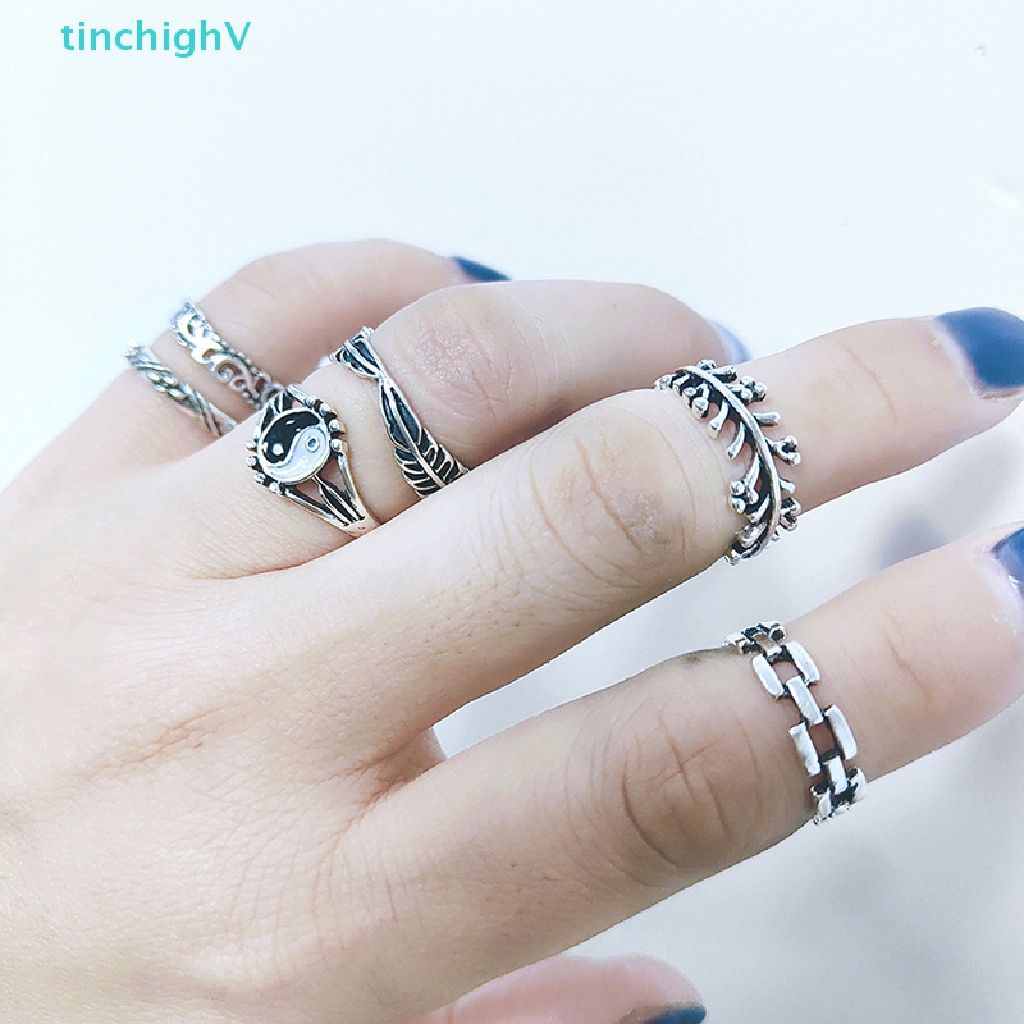 [TinchighV] Set 14 Nhẫn Hình Búp Bê Âm Dương / Lông Vũ / Voi / Lông Vũ Hỗn Hợp Cho Nữ [Mới]