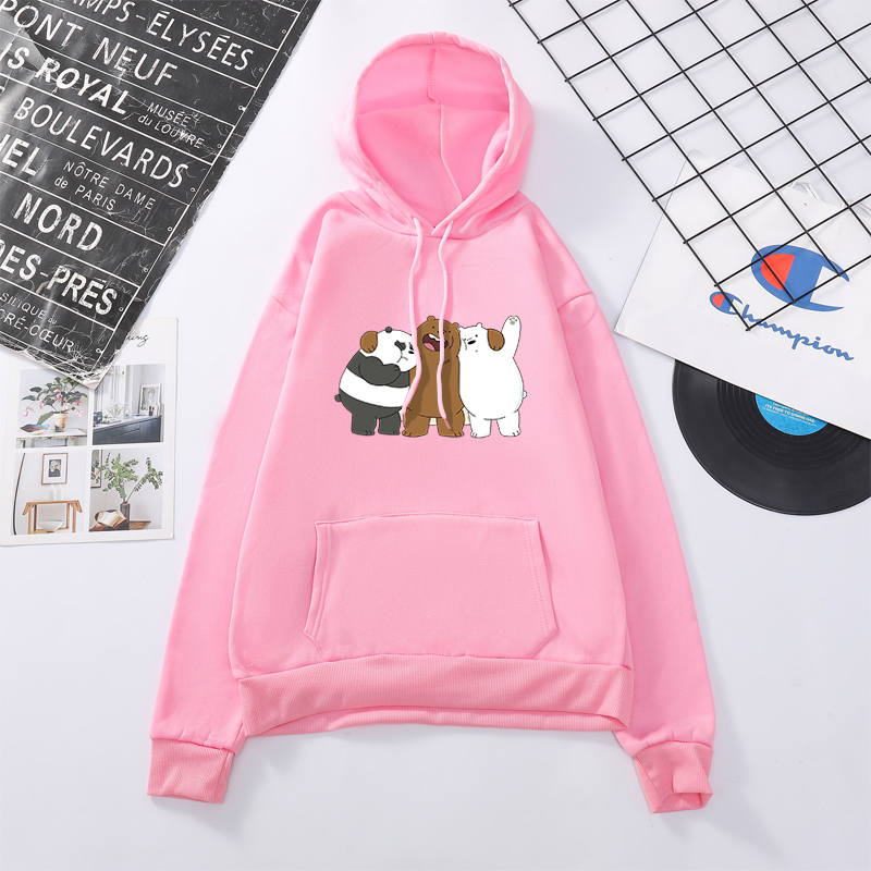 We Bare Bears Áo Hoodie Dài Tay In Hình Gấu Thời Trang Thu Đông