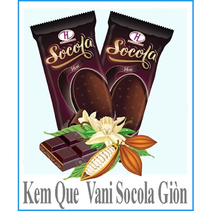 Túi 10 cây kem cocola vỏ giòn hương vani T60-Hùng Linh kem Tràng Tiền thương hiệu người Việt