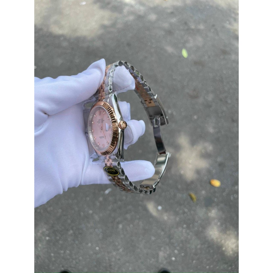 Đồng Hồ Rolex Date Just Vàng Hồng Cọc Số Đính Đá c Siêu Cấp- Máy Cơ Automatic Thụy Sĩ - Size 36mm,42mm - Bảo Hành 5 Năm