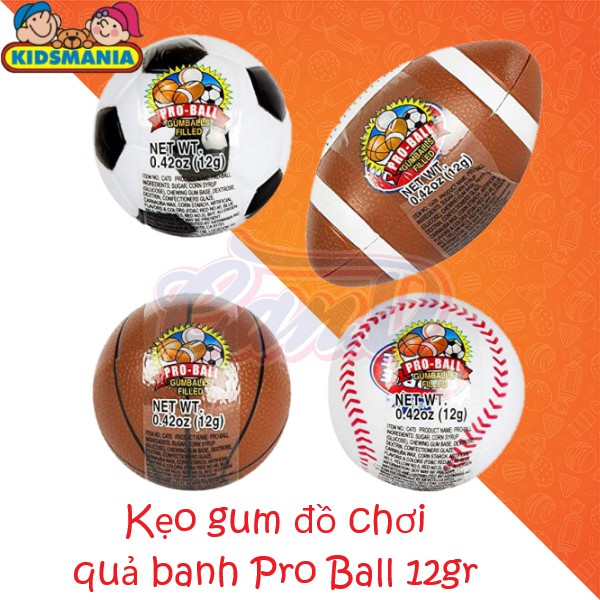 Kẹo gum đồ chơi quả banh Kidsmania Pro Ball 12gr (Mẫu ngẫu nhiên)