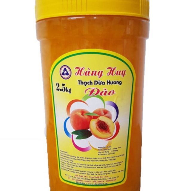 Thạch trái cây Đào Hoàng Huy 2,5kg/hũ/ Nguyên Liệu Pha Chế Nhập