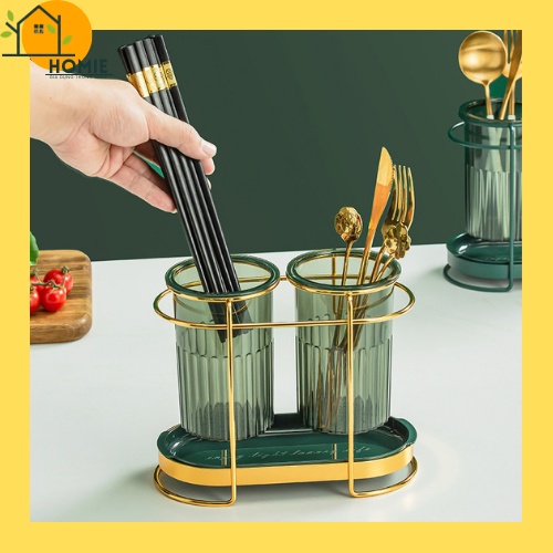 Bộ Khay Ống Nhưa Đựng Thìa Đũa Phong Cách Sang Trọng Kèm Khay Hứng Nước