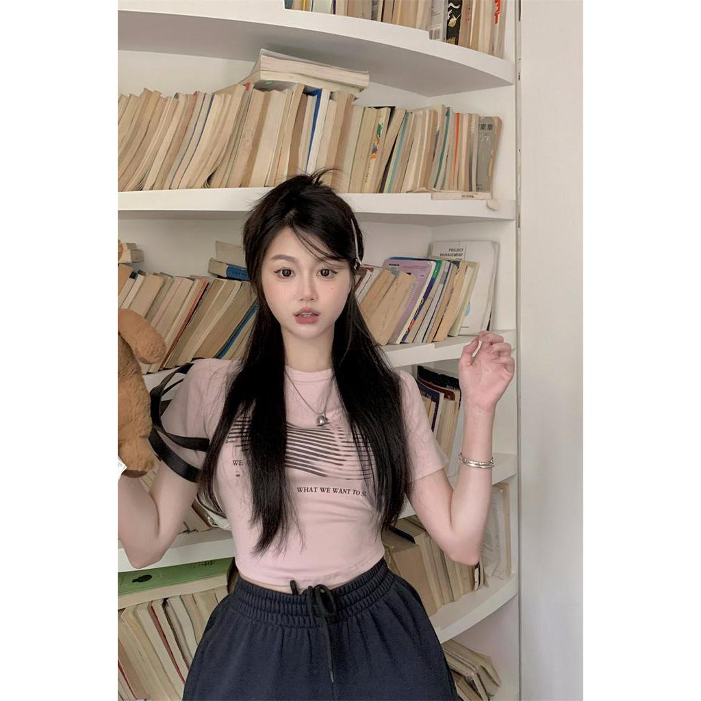 61392 Áo Thun Ngắn Tay Ôm Vừa Vặn Hình Thỏ