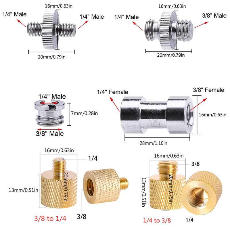 Vít Chuyển Đổi Đầu 1 / 4 inch Sang Đầu 1 / 4 &quot;3 / 8&quot; Chuyên Dụng Cho Tripod