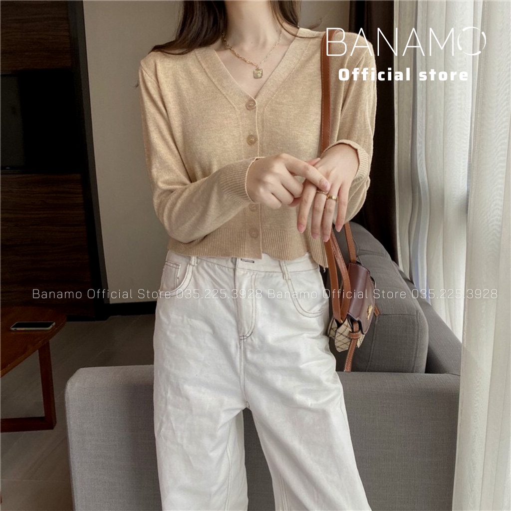 Áo khoác len cardigan nữ dệt kim cổ V thời trang Banamo Fashion áo cardigan cổ V 3426 | BigBuy360 - bigbuy360.vn