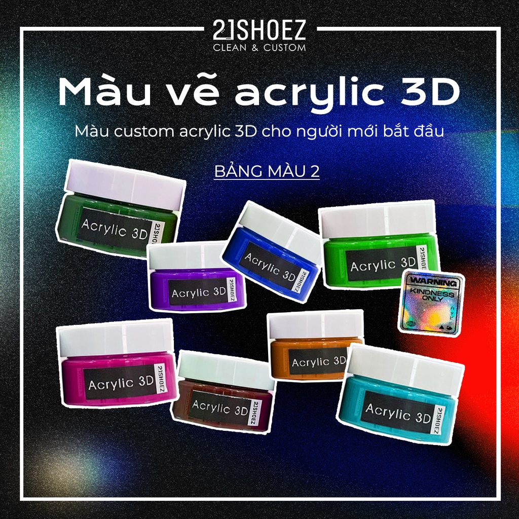 Màu Acrylic 3D-5D Custom Giày Lọ 30ml ( Bảng Màu 2 )