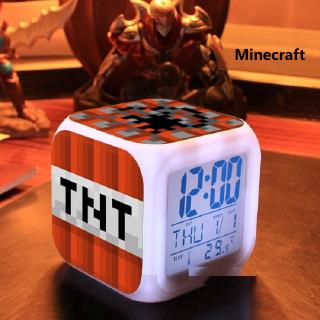 7 Màu Đa Năng Minecraft Hoạt Hình Đồng Hồ Báo Thức Với Đèn LED Kỹ Thuật Số Đêm Điện Tử Đảng Đồ Chơi Trẻ Em