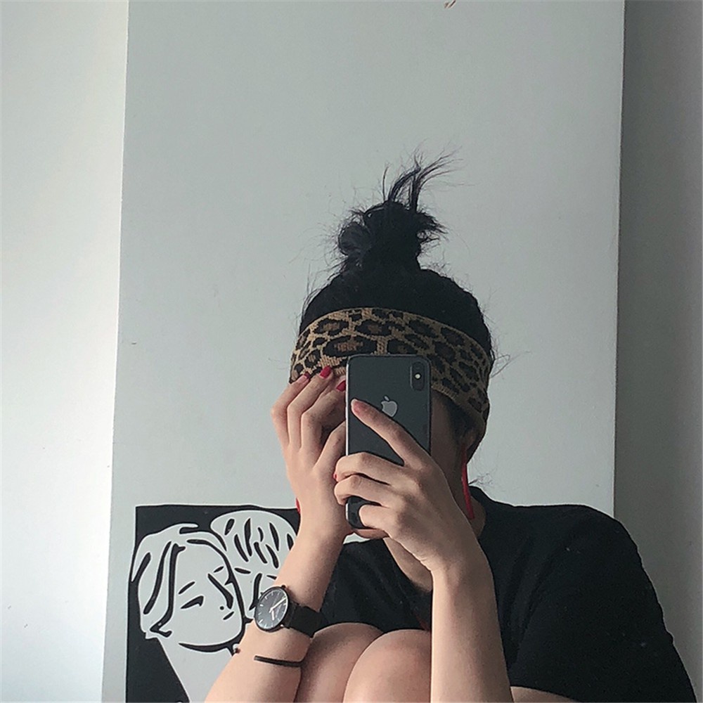 Băng Đô Bản Rộng In Họa Tiết Da Báo Thời Trang Hàn Quốc Cổ Điển Cho Nữ