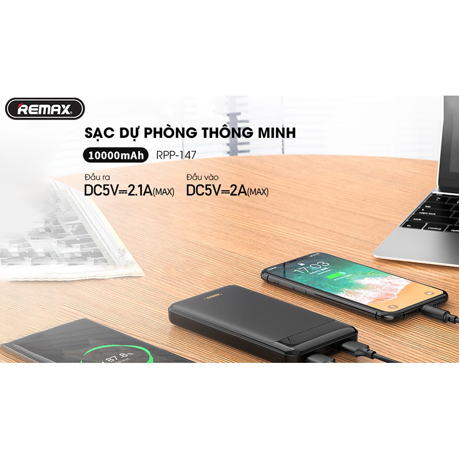 [Mã ELMALL8 giảm 8% đơn 500K] Sạc dự phòng Remax 10000mAh RPP147 | BigBuy360 - bigbuy360.vn