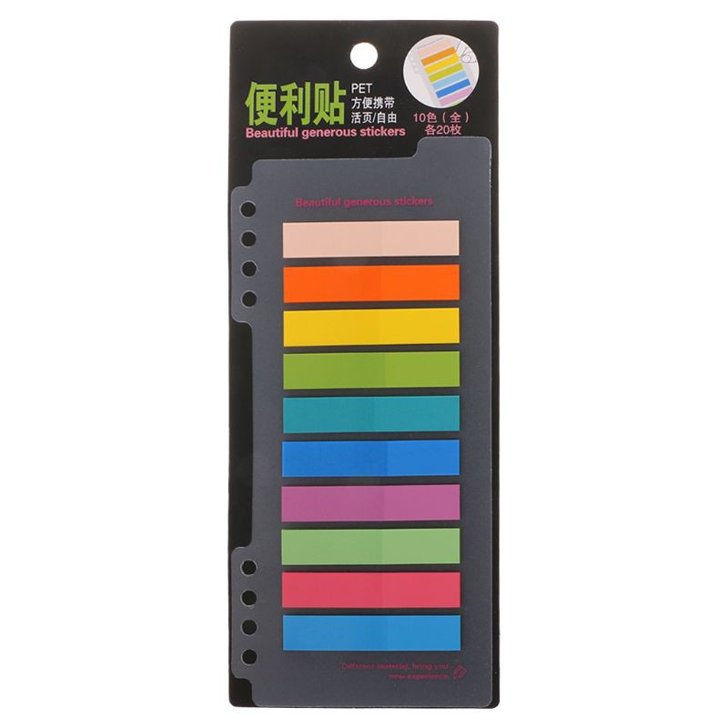 Bộ 200 Tờ Giấy Dán Đánh Dấu 10 Màu