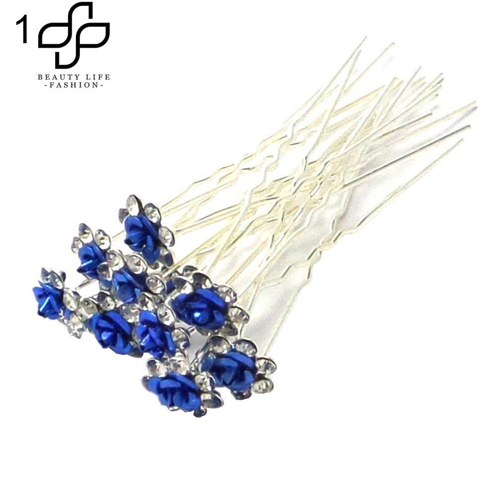 10 kẹp tóc mạ bạc đính đá hoa