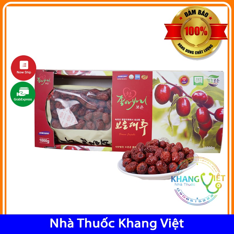 Táo Đỏ Hàn Quốc Sấy Khô Samsung Boeun Jujube 1KG + Tặng Kèm Túi Đựng Hộp Làm Quà Biếu